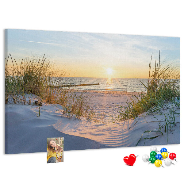 Cork memo board Sunset on the beach