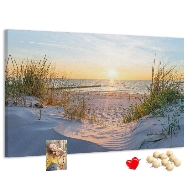 Cork memo board Sunset on the beach