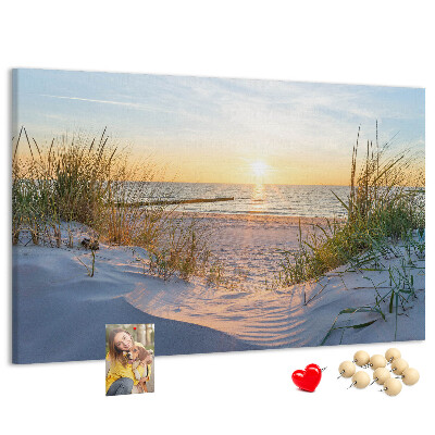 Cork memo board Sunset on the beach