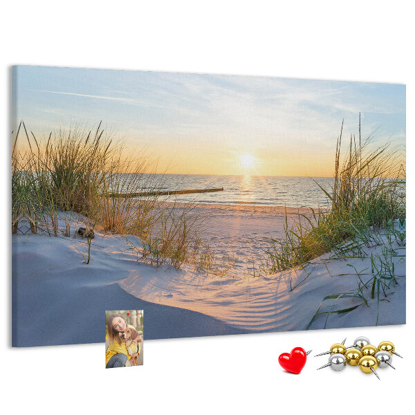 Cork memo board Sunset on the beach