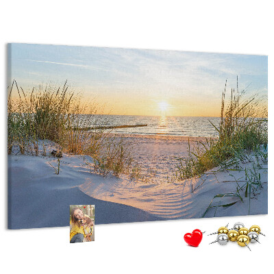 Cork memo board Sunset on the beach
