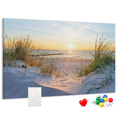 Cork memo board Sunset on the beach
