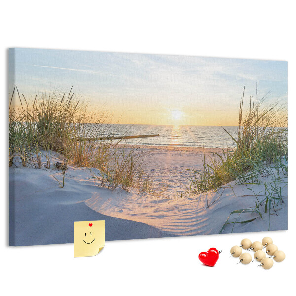 Cork memo board Sunset on the beach