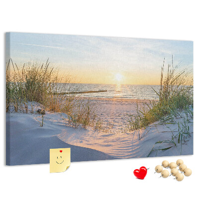 Cork memo board Sunset on the beach