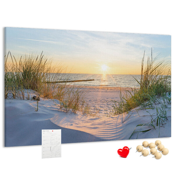 Cork memo board Sunset on the beach