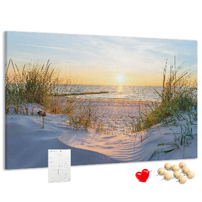 Cork memo board Sunset on the beach