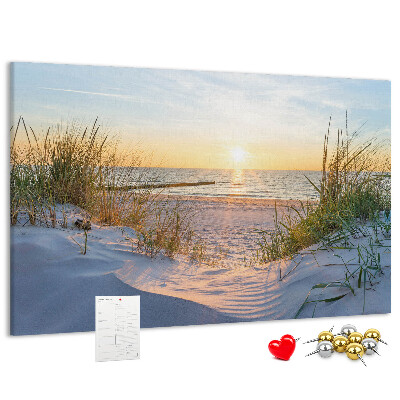 Cork memo board Sunset on the beach