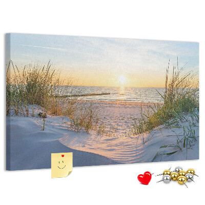 Cork memo board Sunset on the beach
