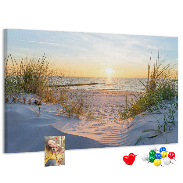 Cork memo board Sunset on the beach