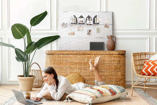 Cork display board Home lettering