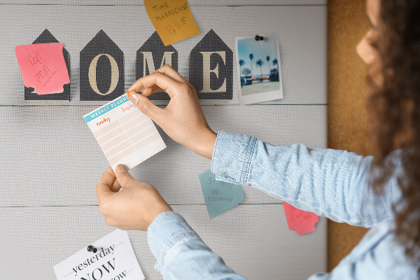 Cork display board Home lettering