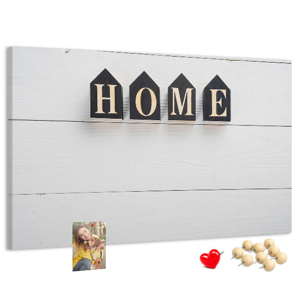 Cork display board Home lettering
