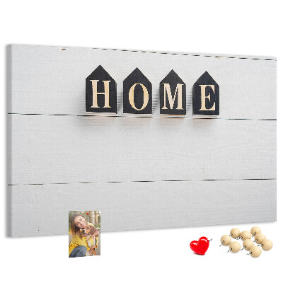 Cork display board Home lettering