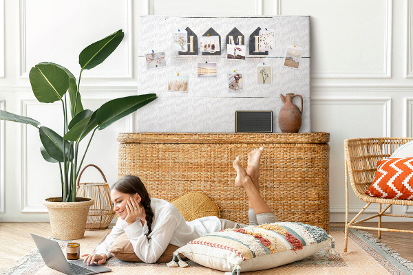 Cork display board Home lettering
