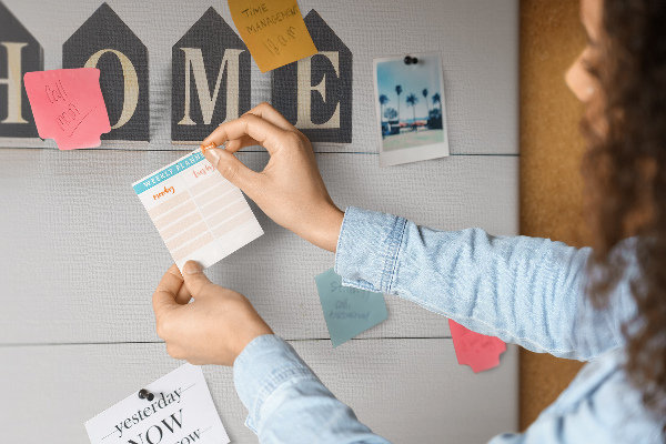 Cork display board Home lettering