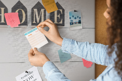 Cork display board Home lettering