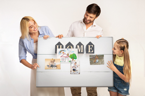 Cork display board Home lettering