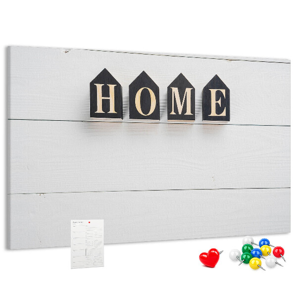 Cork display board Home lettering