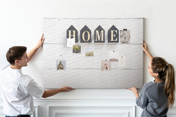 Cork display board Home lettering