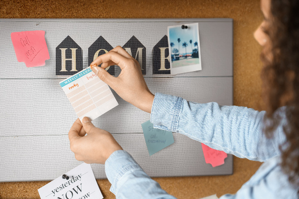 Cork display board Home lettering