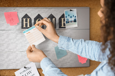 Cork display board Home lettering