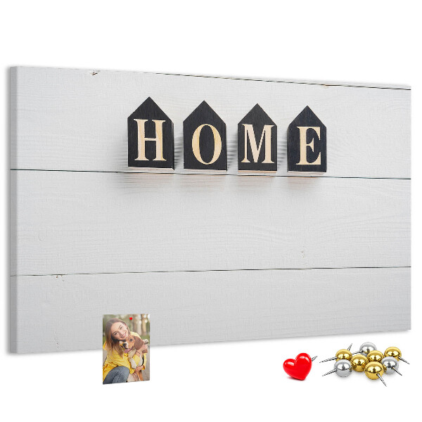 Cork display board Home lettering