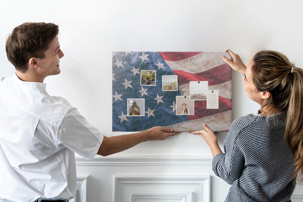 Cork display board American flag