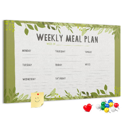 Cork memo board Weekly menu