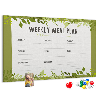 Cork memo board Weekly menu