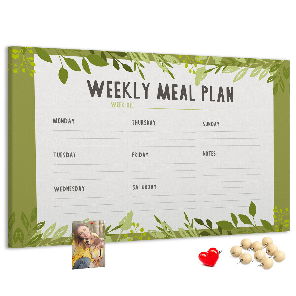 Cork memo board Weekly menu