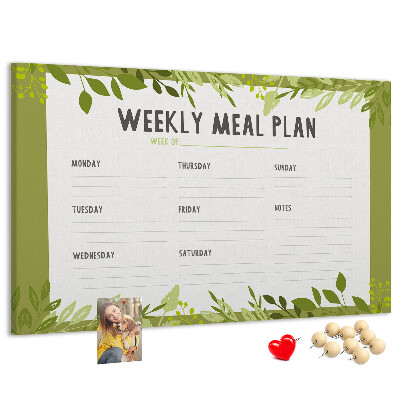 Cork memo board Weekly menu
