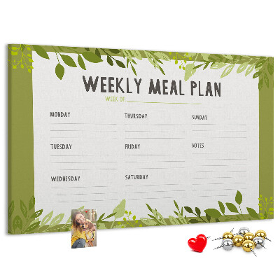 Cork memo board Weekly menu
