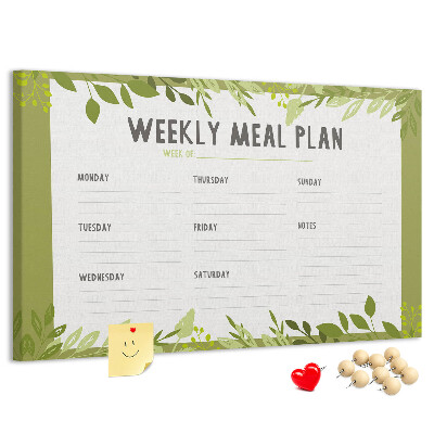 Cork memo board Weekly menu