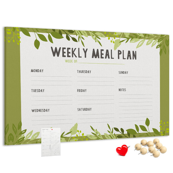 Cork memo board Weekly menu