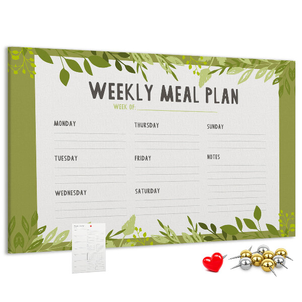 Cork memo board Weekly menu