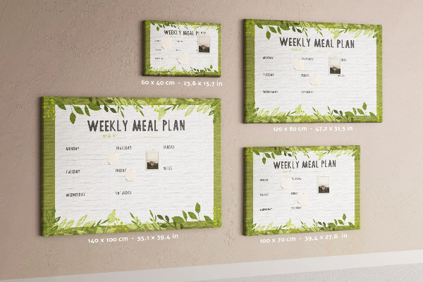 Cork memo board Weekly menu