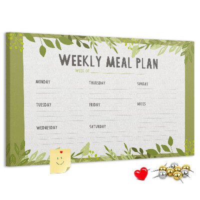 Cork memo board Weekly menu