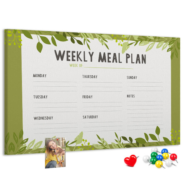 Cork memo board Weekly menu
