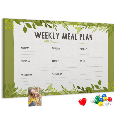 Cork memo board Weekly menu