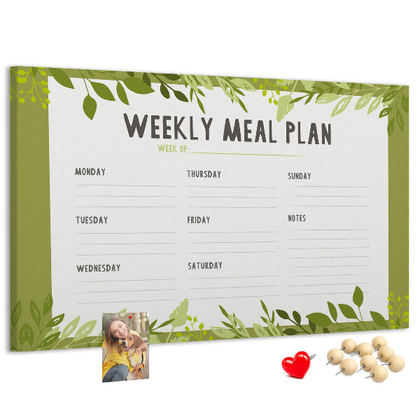 Cork memo board Weekly menu