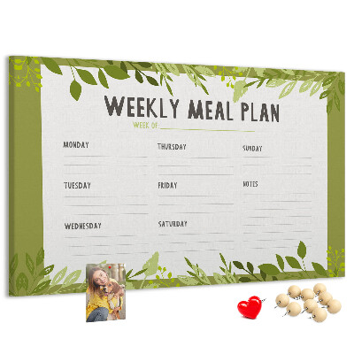 Cork memo board Weekly menu