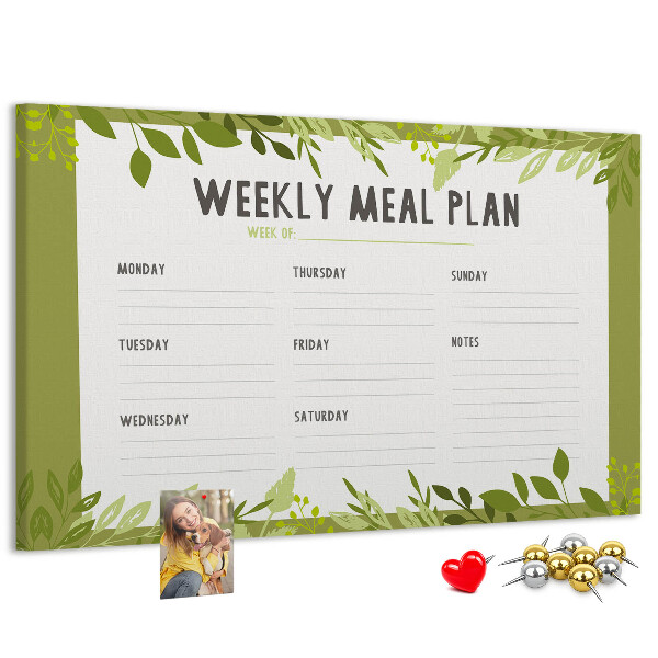 Cork memo board Weekly menu