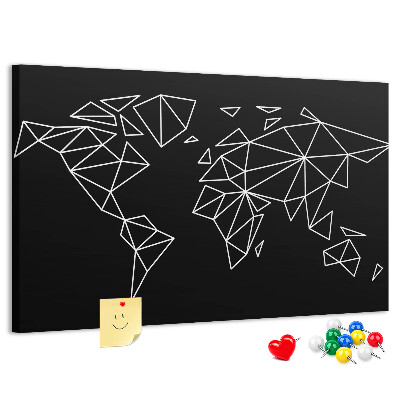 Cork display board Modern world map