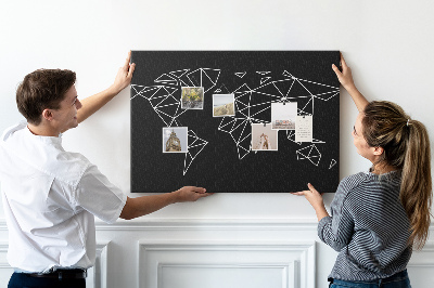 Cork display board Modern world map