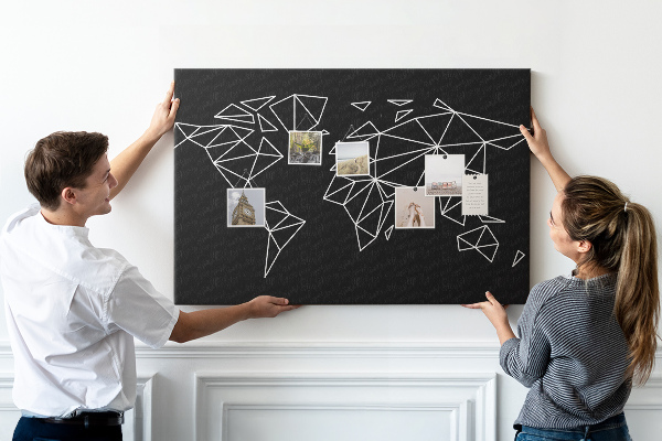 Cork display board Modern world map