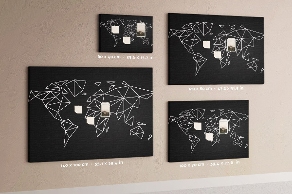 Cork display board Modern world map