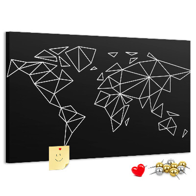 Cork display board Modern world map