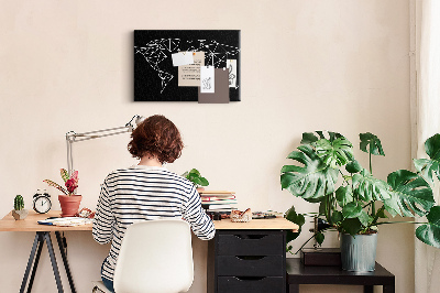 Cork display board Modern world map