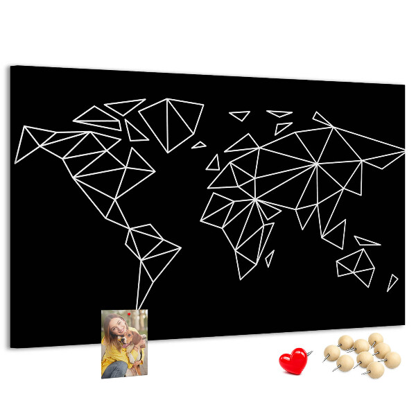 Cork display board Modern world map