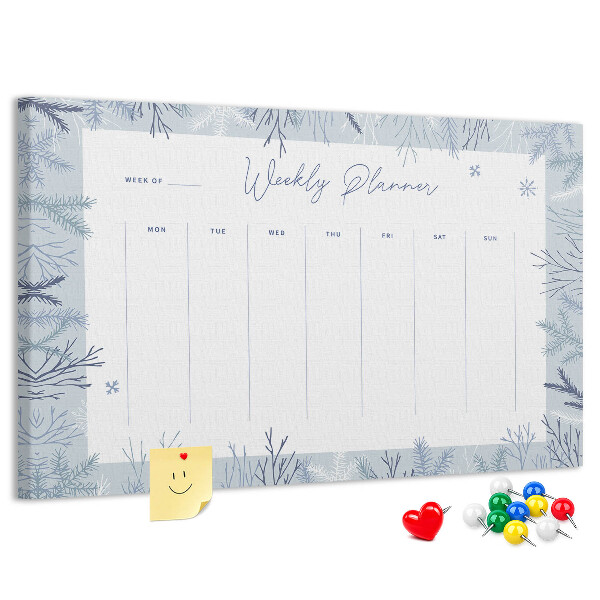 Cork memo board Winter weekly planner